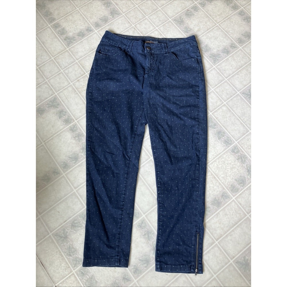 Lee sz 12 Blue Polka Dots Stretch Shapetastic Hidden Hold Lightweight Jeans